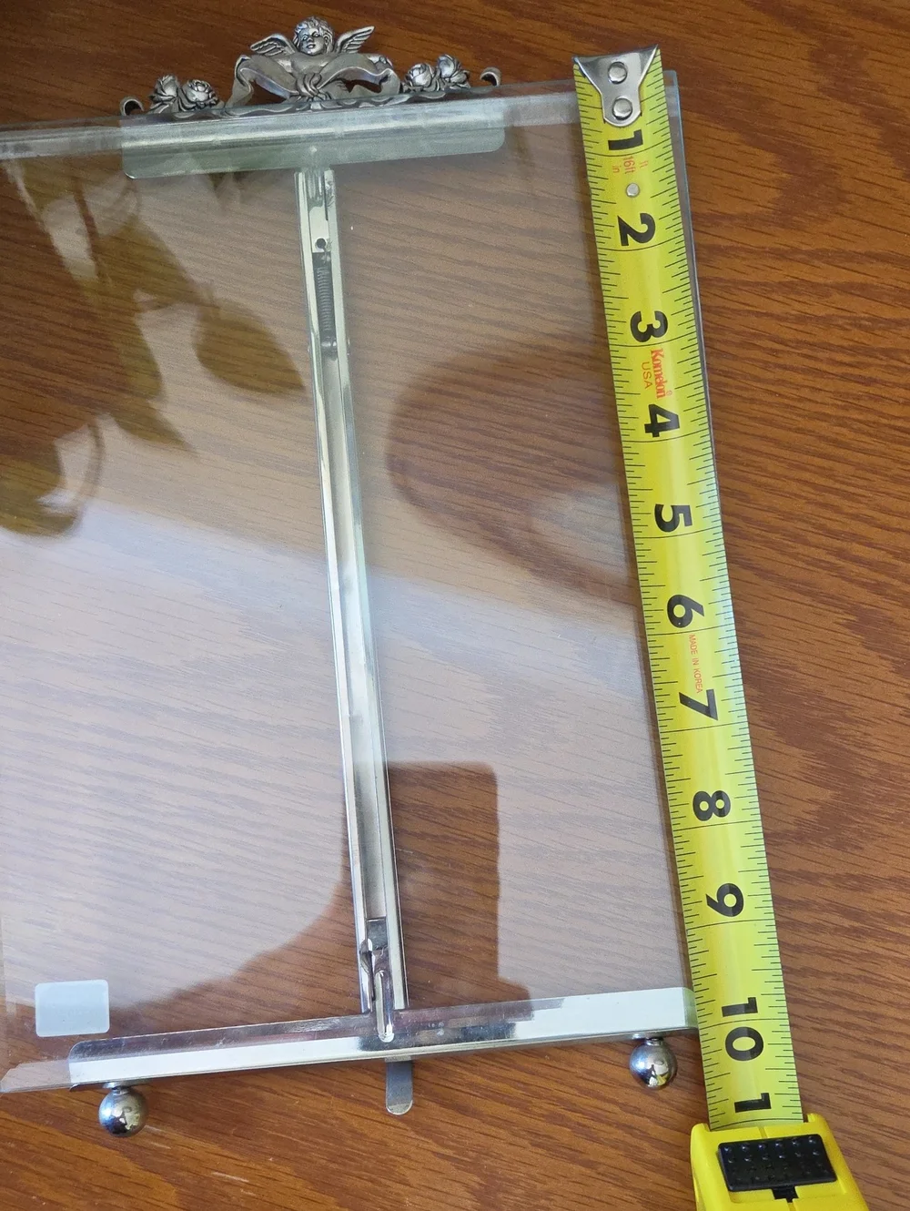 Clear Glass/Acrylic 8x10 Easel Display Frame with Silver Cherup & Roses Accent